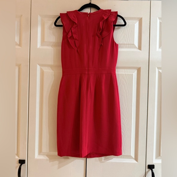 Tory Burch Raeca Dress Russian Red Silk Ruffle Sheath Size 2 Like New - Picture 3 of 5